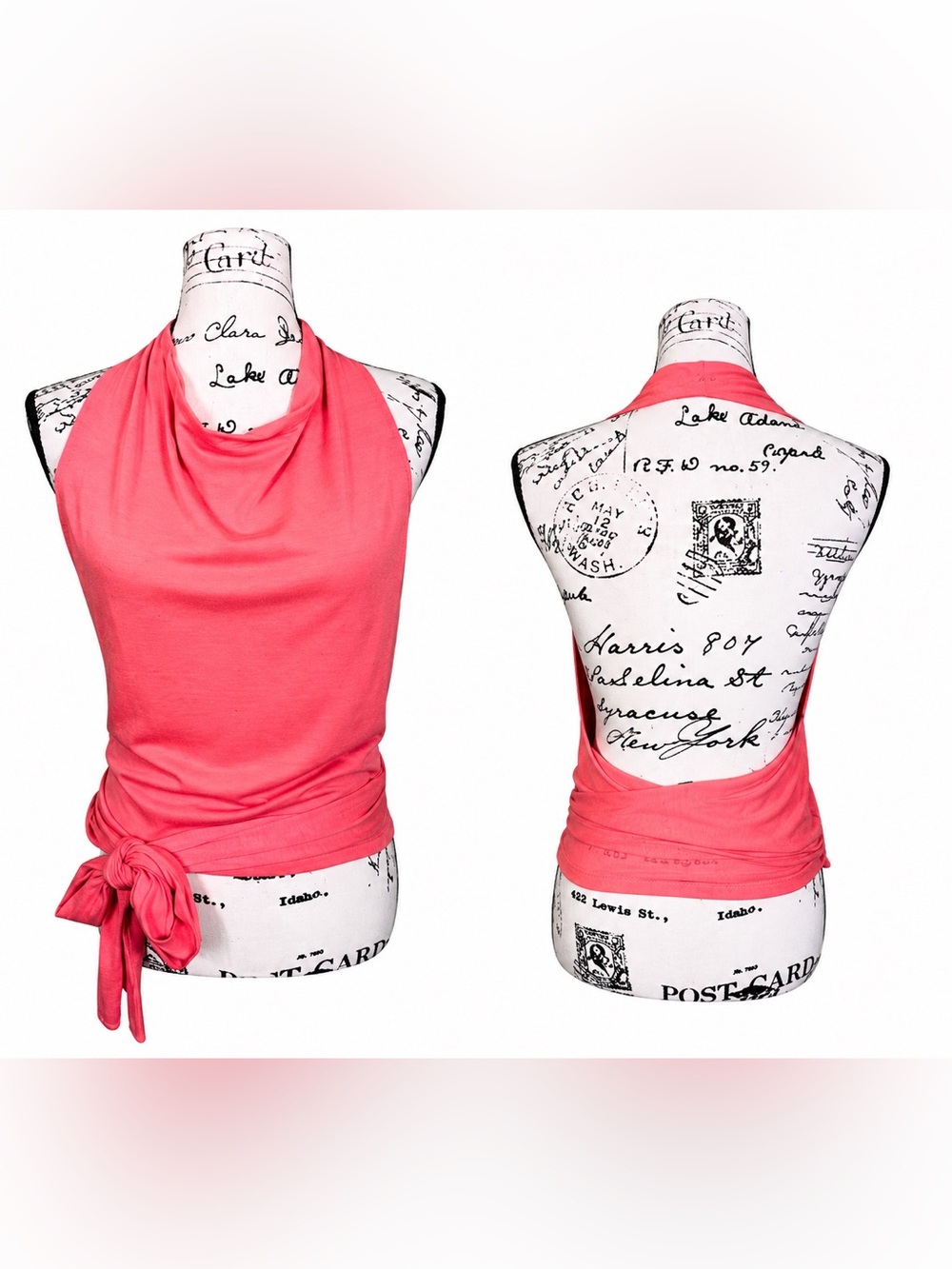 Free People FP Beach Open Back Wrap Tank Top Coral Pink Size Medium M